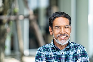 man sitting outside his treatment center